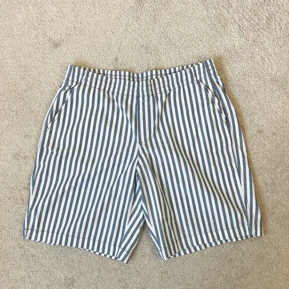 Lands End Striped Pull On Bermuda Shorts Blue White Summer Beach Petite Size 12 - Picture 7 of 10